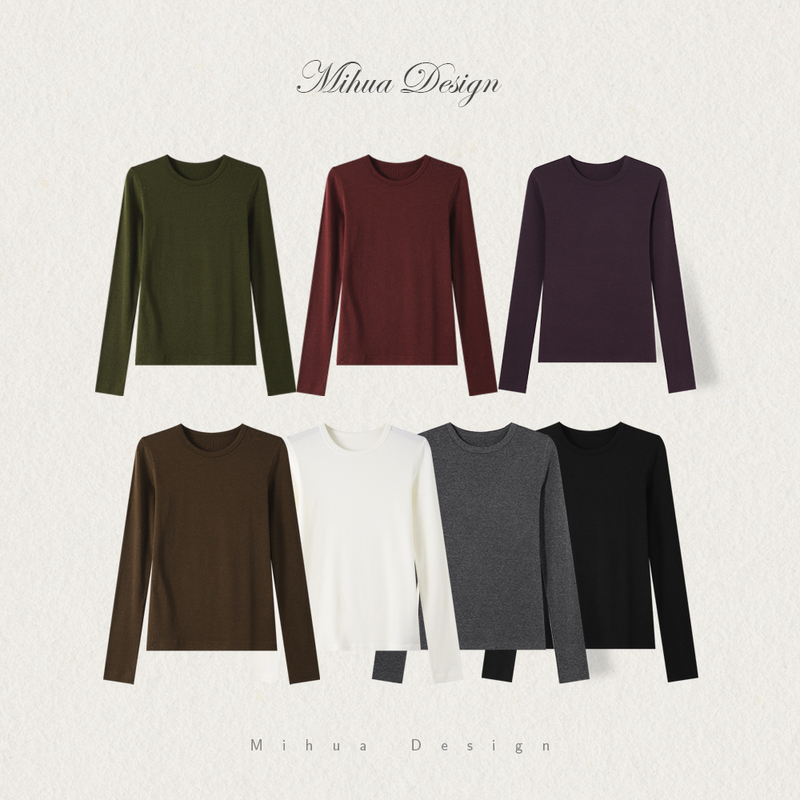 【Mia】A Must-Have! Pearl Cashmere Blend Knit Sweater, Solid Color, Versatile, Slimming Long-Sleeve T-Shirt 【Mia】A Must-Have! Pearl Cashmere Blend Knit Sweater, Solid Color, Versatile, Slimming Long-Sleeve T-Shirt