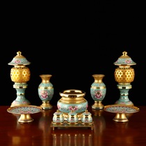 Factory direct supply alloy Tang pattern color offering set direct sale home incense burner ornaments fruit plate vase lotus lamp