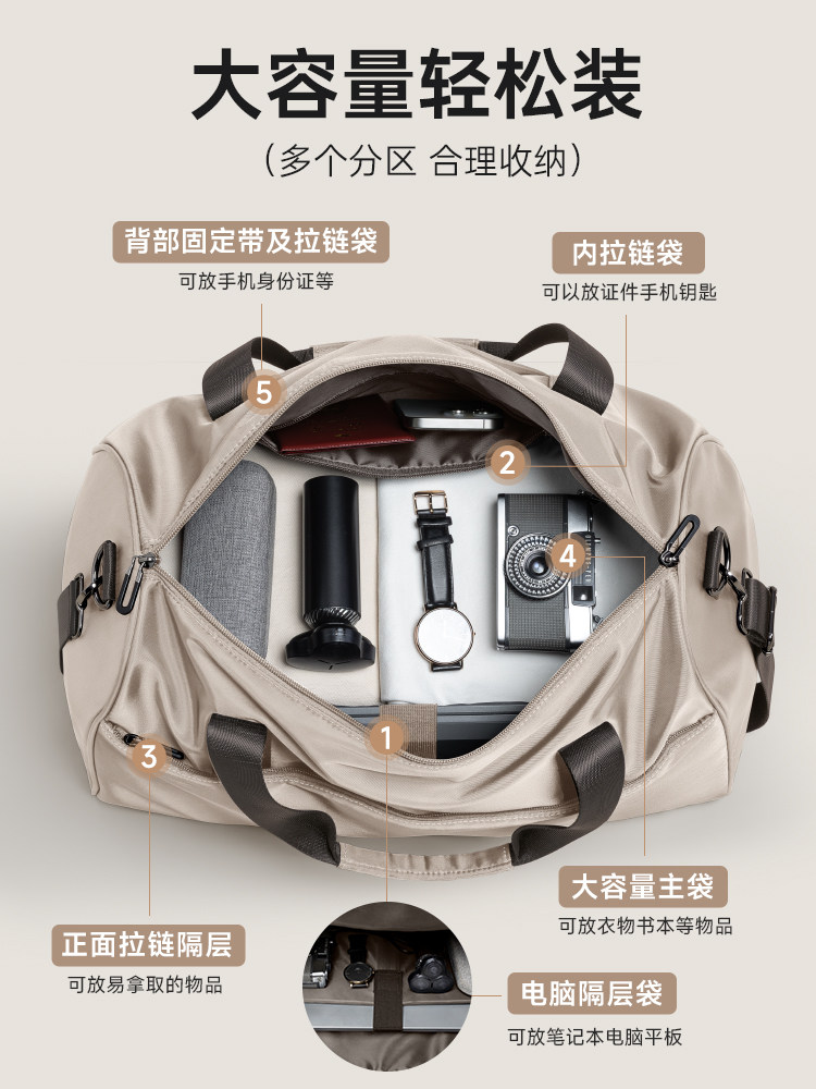 Portable Travel Bag for Women That Can Be Attached to a Trolley Case, Lightweight, Large Capacity, Suitable for Short Trips, Portable Storage, Travel Luggage Bag for Men