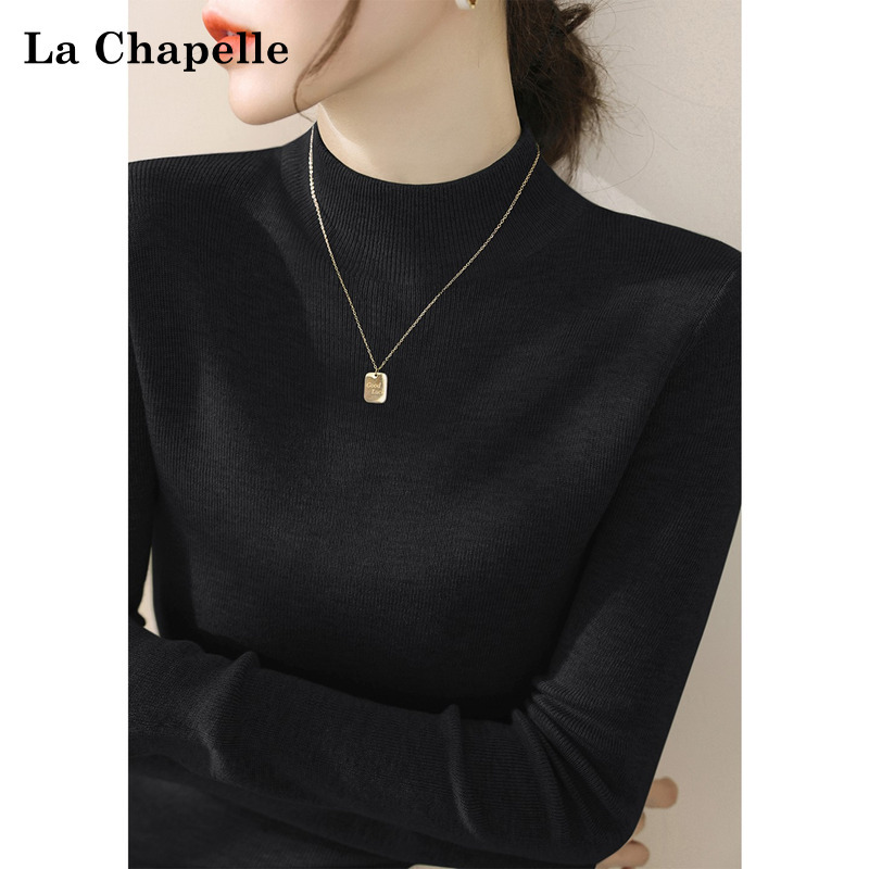 La Chapelle Black Half-Turtleneck Long-Sleeve Knit Sweater for Women, 2026 Autumn and Winter New Style, Slim-Fit Base Layer Top La Chapelle Black Half-Turtleneck Long-Sleeve Knit Sweater for Women, 2026 Autumn and Winter New Style, Slim-Fit Base Layer Top