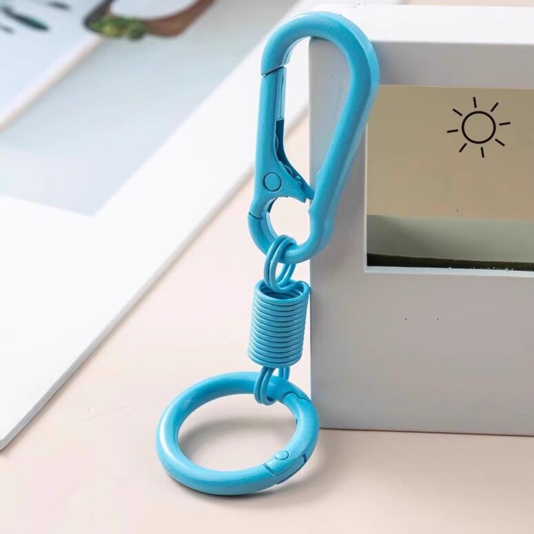 多彩弹簧钥匙扣挂钩配件创意个性双头开口书包汽车钥匙环圈腰挂链