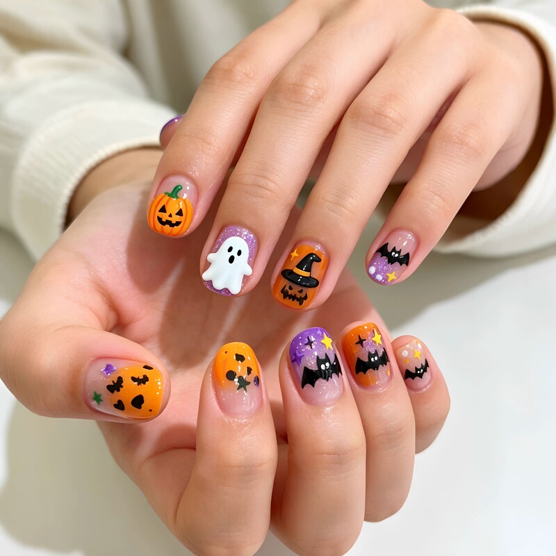 Halloween Luminous Kidsren's Nail Stickers Creative DIY Nail Art Stickers ins Styles Funny Devil Kidsren's Nail Art Stickers
