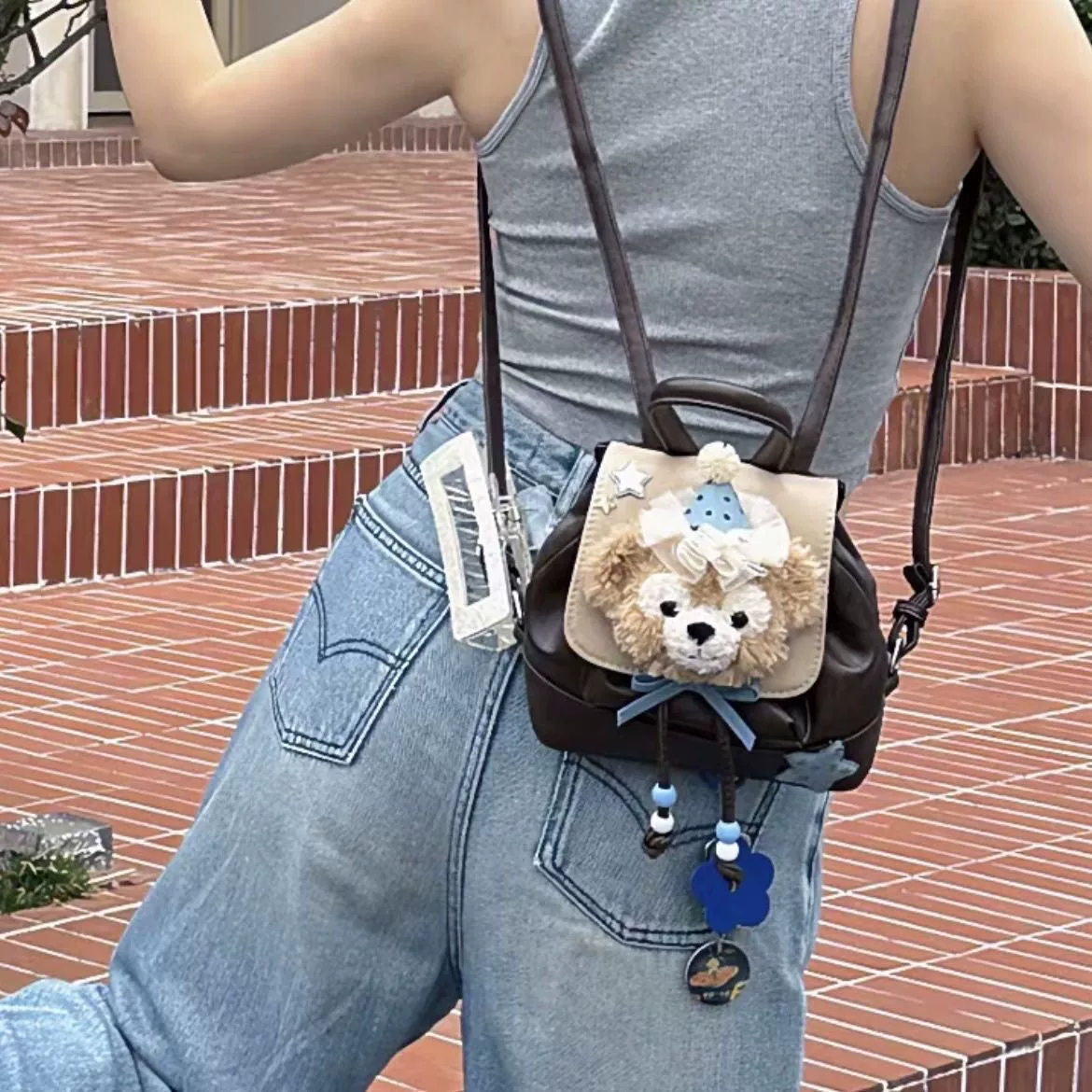Acrylic small cute small bag, backpack, brown shoulder bag, doll