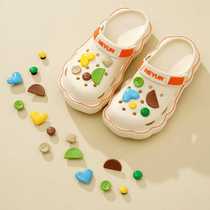 Personalized fashionable womens summer sandals colorful geometric student toe-toe half-slip eva beach shoes