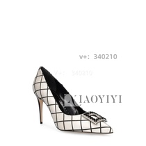 Malatang Manolo Blahnik high heels 9cm Latexa satin pointed toe diamond buckle shoes European generation
