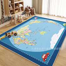 Household crystal velvet baby crawling mat cartoon childrens room water-absorbent and wear-resistant carpet large area full-lay game carpet