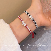 2024 New Fugitive Princess Bow Bracelet Womens Versatile Bracelet Heart Couple Braided Red Rope Mens Bracelet