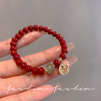 Imitation cinnabar bestie bracelet for women new Chinese style fortune tag bracelet new ancient style Hanfu beaded high-end accessories