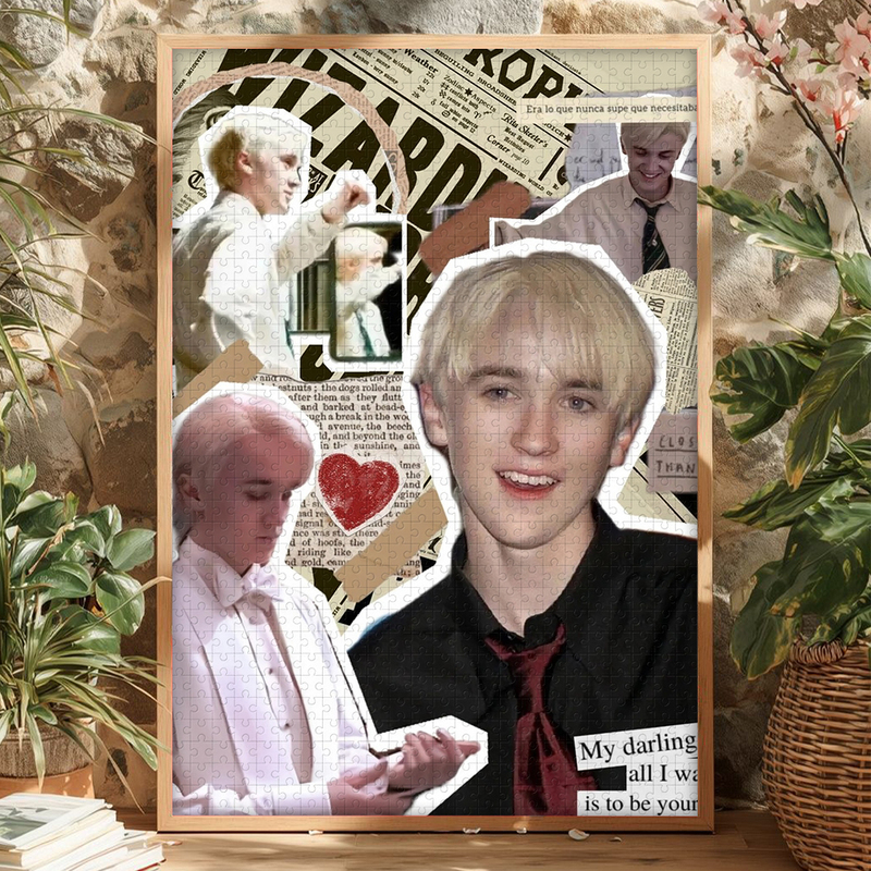 Harry Potter Malfoy Themed Jigsaw Puzzle with Frame, 1000 Pieces, Adult Version, Stress-Relief, High-Quality Desktop Decoration, Wooden