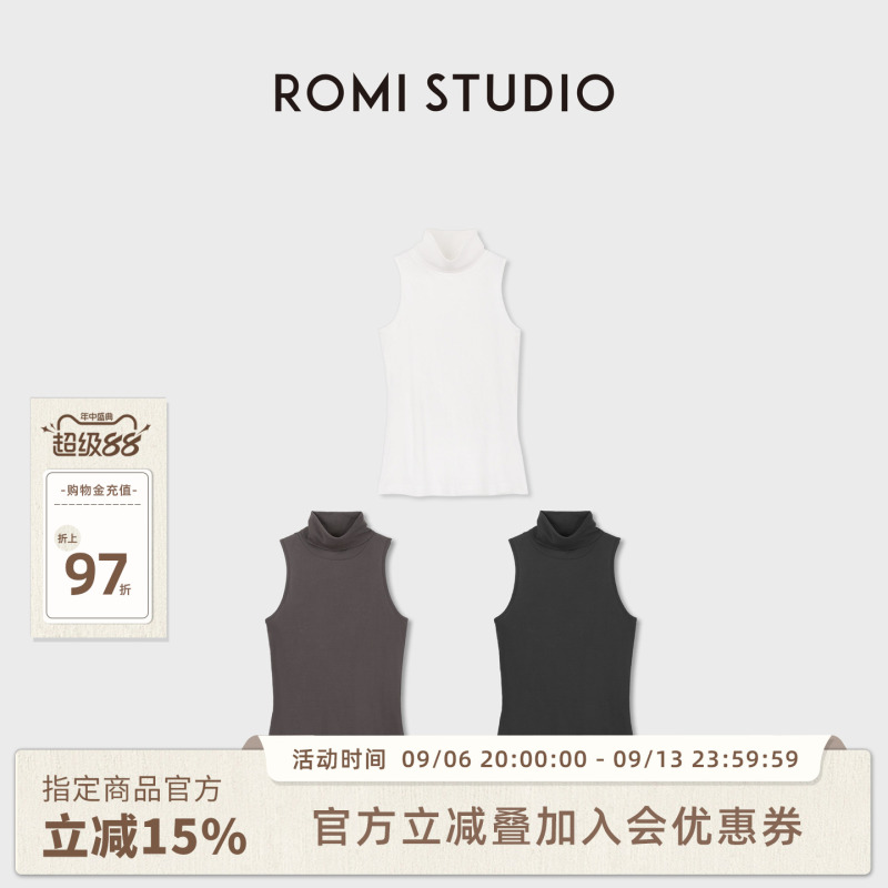 Romi Studio Minimalist High-Tech Dry Cotton Yarn Sleeveless High-Neck Slimming Base Vest Rwdrs92544 Romi Studio Minimalist High-Tech Dry Cotton Yarn Sleeveless High-Neck Slimming Base Vest Rwdrs92544