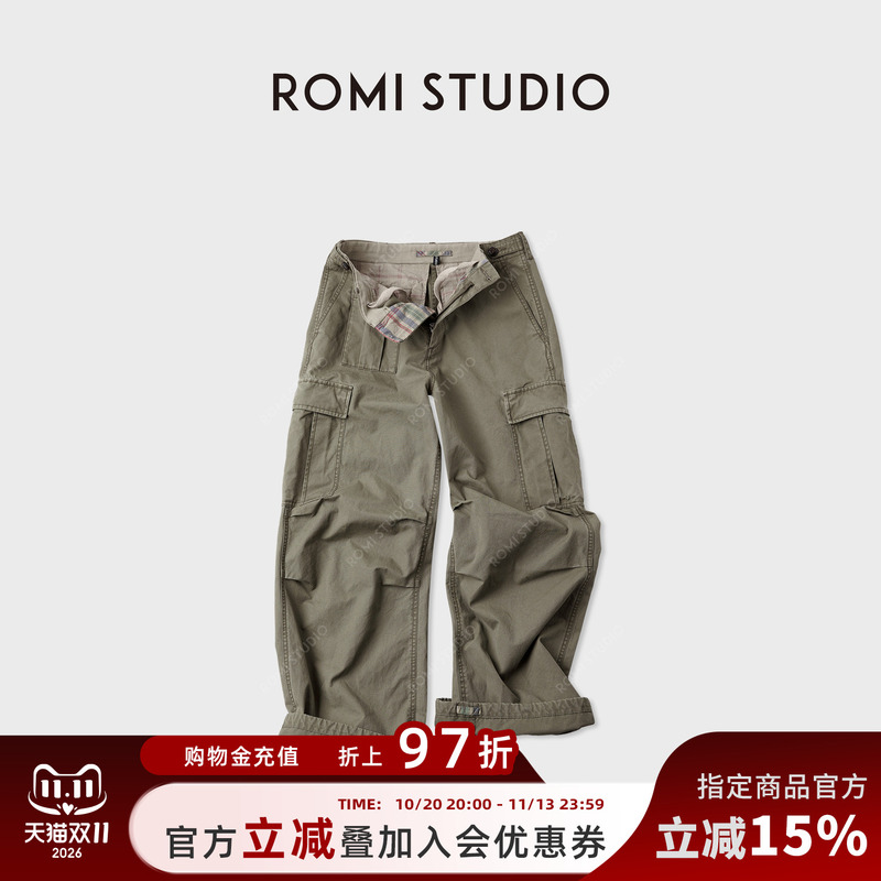 Romi Studio American-Style Workwear Multi-Pocket Plain Color-Blocked Drawstring Waist Work Pants Rwcaxy5149 Romi Studio American-Style Workwear Multi-Pocket Plain Color-Blocked Drawstring Waist Work Pants Rwcaxy5149