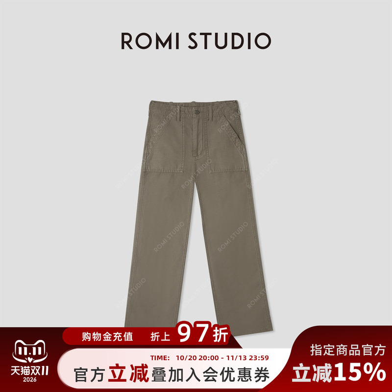 Romi Studio Simple Retro Nostalgic Washed Eco-Friendly Dyed Pure Cotton Straight-Leg Pants Rwcrx83994 Romi Studio Simple Retro Nostalgic Washed Eco-Friendly Dyed Pure Cotton Straight-Leg Pants Rwcrx83994