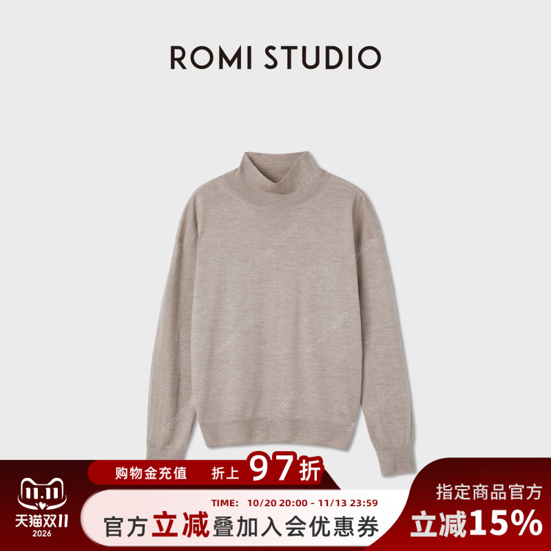 Romi Studio Cashmere Wool Relaxed Warm Pullover Turtleneck Knitted Sweater Top for Women Rwcsst3038 Romi Studio Cashmere Wool Relaxed Warm Pullover Turtleneck Knitted Sweater Top for Women Rwcsst3038