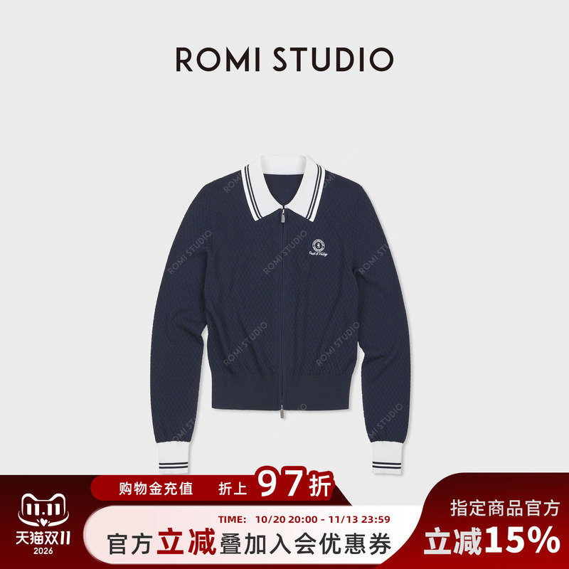Romi Studio Tennis Series Nylon Blended Jacquard Sports Jacket for Women Rwdsw92397