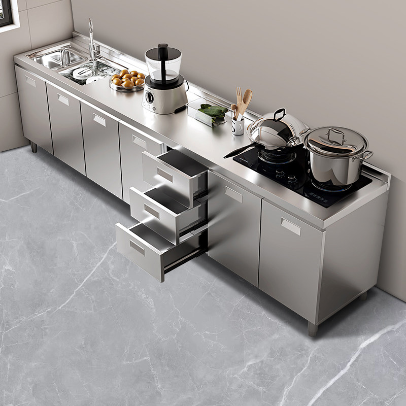 Xinjiang and Tibet Free Shipping 304 Stainless Steel All-Steel Kitchen Cabinets Upgraded Model Simple Stove Storage Cupboard