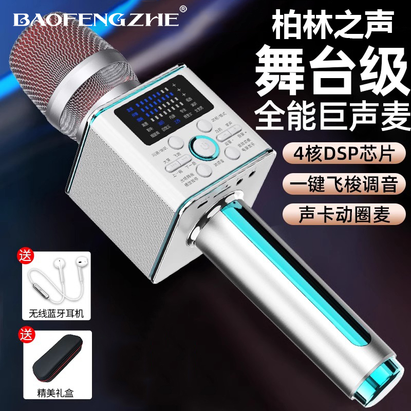 Berlin Voice Wireless Microphone Sound Card Bluetooth Microphone Audio Integrated Universal Karaoke Tv Ktv Stereo Sound Effect
