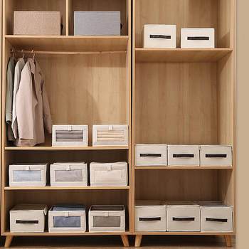 Direct sales new cotton and linen window storage box foldable fabric storage box drawer wardrobe clothing storage whole