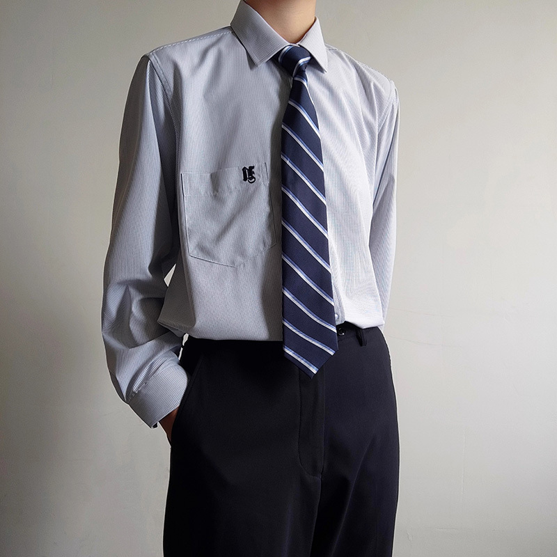 Uncle Kimura's Original Japanese-Style Plaid Shirt for Men, Long-Sleeved Pointed Collar Short-Sleeved Shirt, Japanese-Style Uniform School Supply Corner Collar