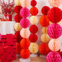 Wedding room layout honeycomb ball column set special wedding living room decoration for men and women engaged wedding supplies collection