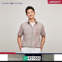 More trendy brands new plaid casual mens clothing texture 24MW0MW36333 early autumn short-sleeved seersucker