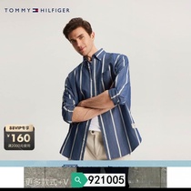 More trendy brand 24 cotton and linen simple mens patch pockets MW0MW34564 blended wide shirt loose spring new