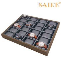 Spot black walnut pattern wooden 24-position gun gray brushed PU watch display sales plate display booth