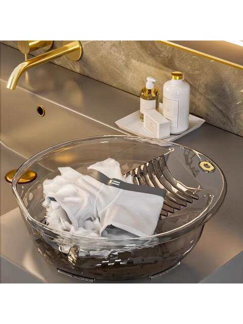 Laundry Basin with Integrated Washboard, Small Plastic Basin for Home Use, Suitable for Washing Baby Clothes, Underwear, and Socks