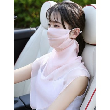 100% Mulberry Silk Mask, Neck Protection, Sun Protection Mask, Silk Veil, Face Covering, Women's Silk Scarf, Summer Scarf, Thin Style for Driving