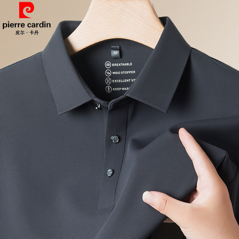Pierre Cardin High-End Men's Long-Sleeved T-Shirt Polo Shirt Spring and Autumn New Style Seamless Business Casual Lapel Top Pierre Cardin High-End Men's Long-Sleeved T-Shirt Polo Shirt Spring and Autumn New Style Seamless Business Casual Lapel Top