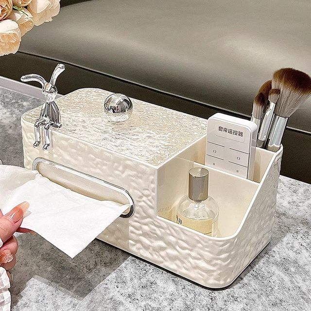 New cream style tissue box creative light luxury living room multifunctional D-function acrylic tissue box restaurant paper storage