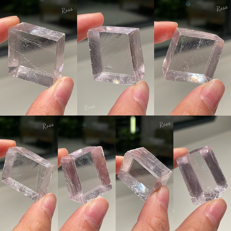 89 Natural and Rare! Purple Ice Island Stone Calcite Raw Stone Double Image Optical Material Mineral Specimen