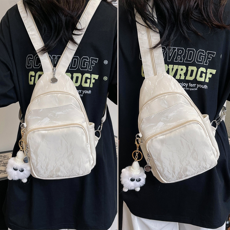 New Pu Dual-Use Crossbody Chest Bag for Women, Fashionable and Trendy New Chinese Style Shoulder Bag, Textured Small Backpack Bag