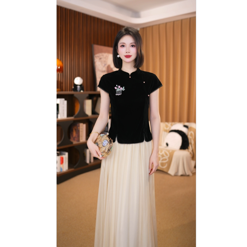 【Daijin】New Chinese-Style Velvet Women's Slim-Fit Top Ljhb217