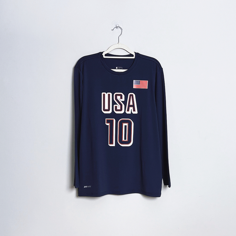 Usa Team No. 10 Kobe Bryant Dream Team Basketball Crew Neck T-Shirt Stretch Quick-Drying Training Long-Sleeve Sports Shooting Jersey