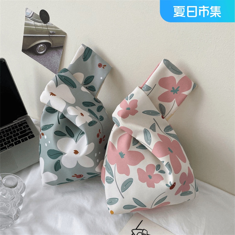 Korean Style Handbag, Simple Grapefruit Print Knot Handbag, Mobile Phone Key Wrist Bag, Women's Storage Bag Korean Style Handbag, Simple Grapefruit Print Knot Handbag, Mobile Phone Key Wrist Bag, Women's Storage Bag