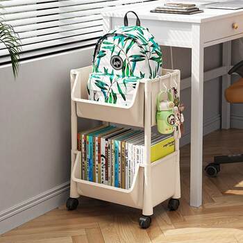Under the desk bookshelf shelf floor-standing movable dormitory storage cabinet student puts schoolbag small bookcase next to the desk in classroom