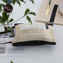 Wabi-sabi style medieval tissue box simple homestay woven insulated placemat multi-functional car hanging tissue bag