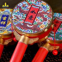 Can be used as baby gifts old-fashioned hand-cranked Chinese rattle toys baby childrens traditional bite style newborn rattle drum