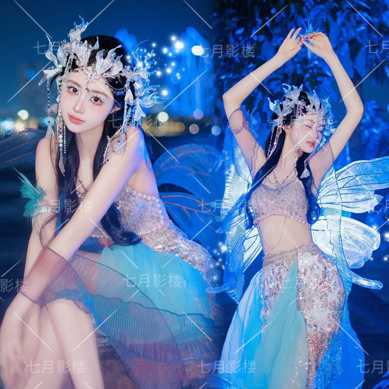 2024 New Xishuangbanna Sanya Travel Photography Mermaid Princess Photo Shoot Costume Mermaid Fairy Outfit Art Photo