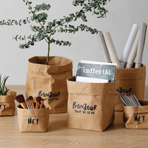 Kraft paper bag eco-friendly washable ins style kitchen refrigerator storage bag waterproof food bag flower pot