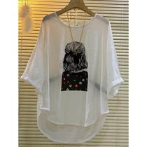 Fat Sister Plus Size Womens Clothing 2024 Summer New Fashion Korean Style Casual Short Front Short Back Long Fungus Trim Top