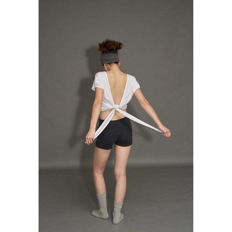 2Ways Tie-Up Top Inhhug/“Namaste” Series Short V-Neck Yoga T-Shirt Two Colors