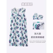 Fat MM 200 pounds summer sleeveless slimming mid-length maternity nightgown womens thin pure cotton silk plus fat large size dress