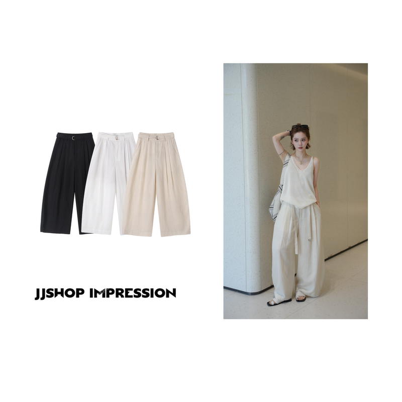 【Tencel Linen Baggy Pants】81 Tencel 19 Linen Jjshop Skin-Colored Lining Low-Waist Loose Wide-Leg Pants 【Tencel Linen Baggy Pants】81 Tencel 19 Linen Jjshop Skin-Colored Lining Low-Waist Loose Wide-Leg Pants