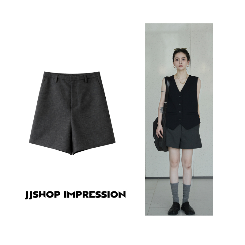 【Suit Shorts】Fine Wool Jjshop Fine Wool Gray Suit Pants 2026 Model
