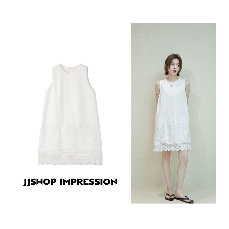 【Full Linen Lace Dress】Ribbon-Assisted Design for Easy Wearing Jjshop All-Cotton Lining Double Pocket A-Line Skirt 【Full Linen Lace Dress】Ribbon-Assisted Design for Easy Wearing Jjshop All-Cotton Lining Double Pocket A-Line Skirt