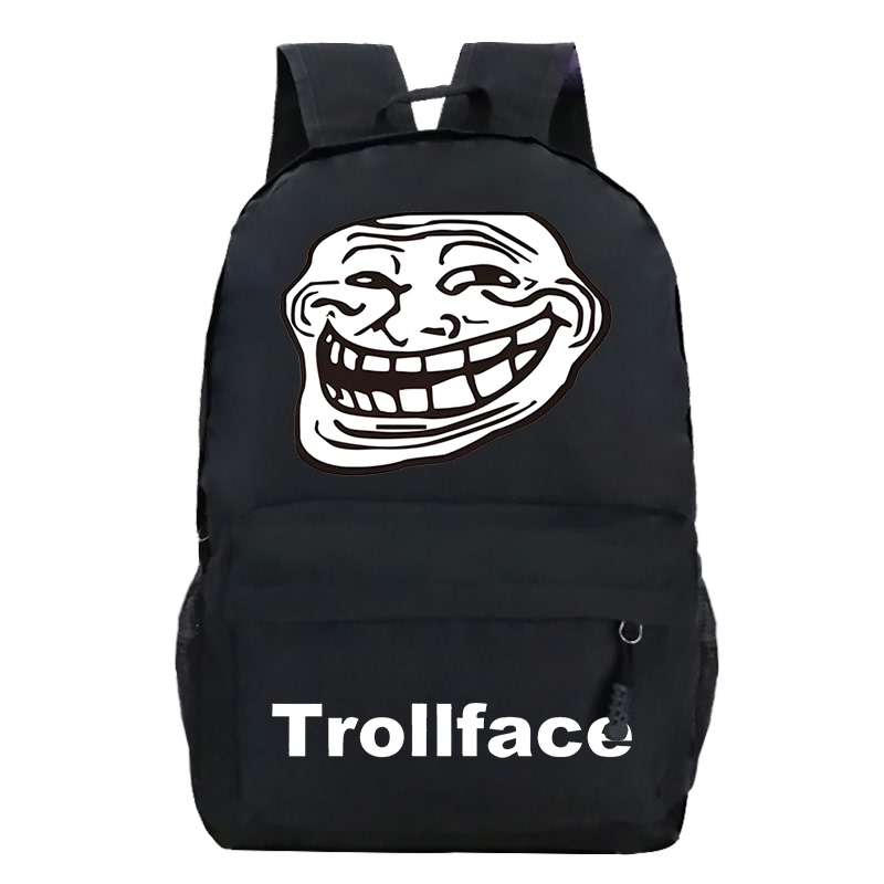 Funny Troll Face Backpack with Meme Design, Versatile Student Backpack for Both Men and Women