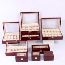 Factory spot 6-digit solid wood light watch box European-style window dust-proof lacquered wooden watch storage box