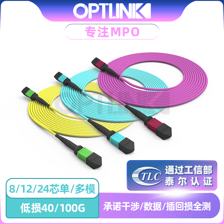 Mpo Fiber Optic Jumper 8 12 24 Core Single-Mode Multi-Mode Bundle Optical Cable Jumper Low Damage Data Center 40G/100G