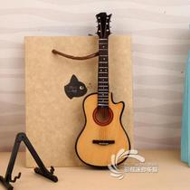 Wooden cutaway mini folk guitar model musical instrument ornaments for men and women on their birthdays and Valentines Day gifts for graduation